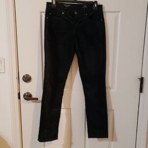 AG Adriano Goldschmied Dark Ivy The Prima Cigarette Ankle Velvet Pants Size 27